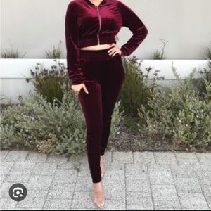 Meshki burgundy, velour, tracksuit Size small jacket and medium bottom